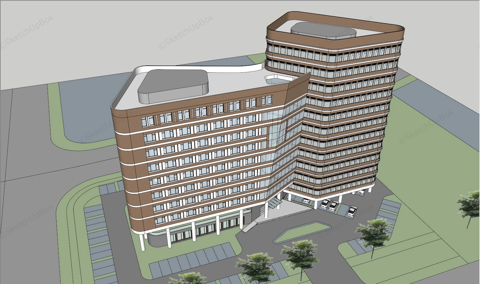 Modern Corporate Office Building sketchup model preview - SketchupBox