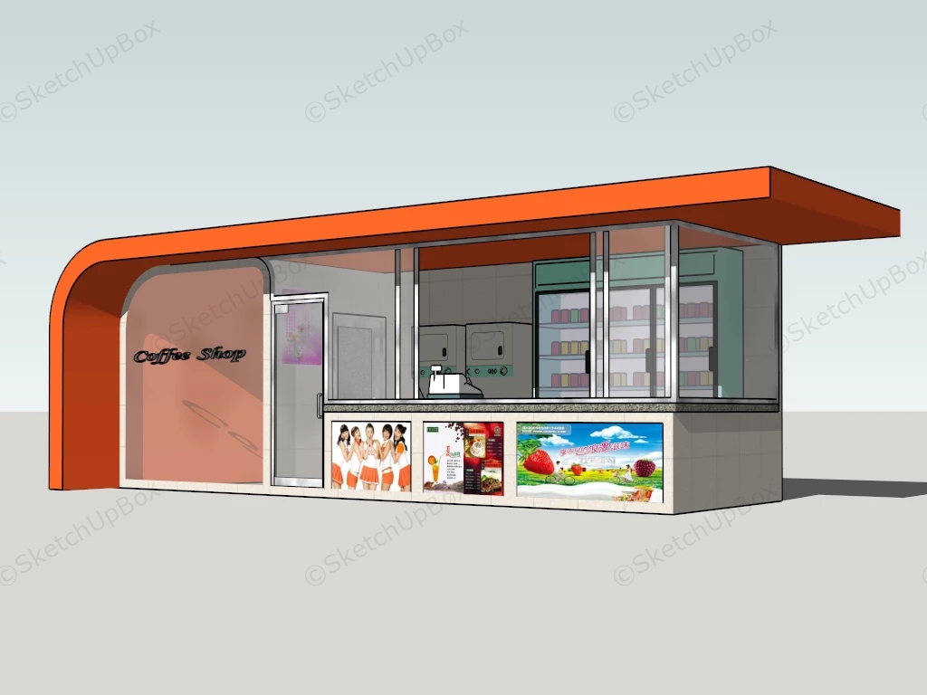 Modern Cafe Kiosk sketchup model preview - SketchupBox