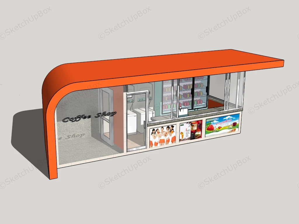 Modern Cafe Kiosk sketchup model preview - SketchupBox