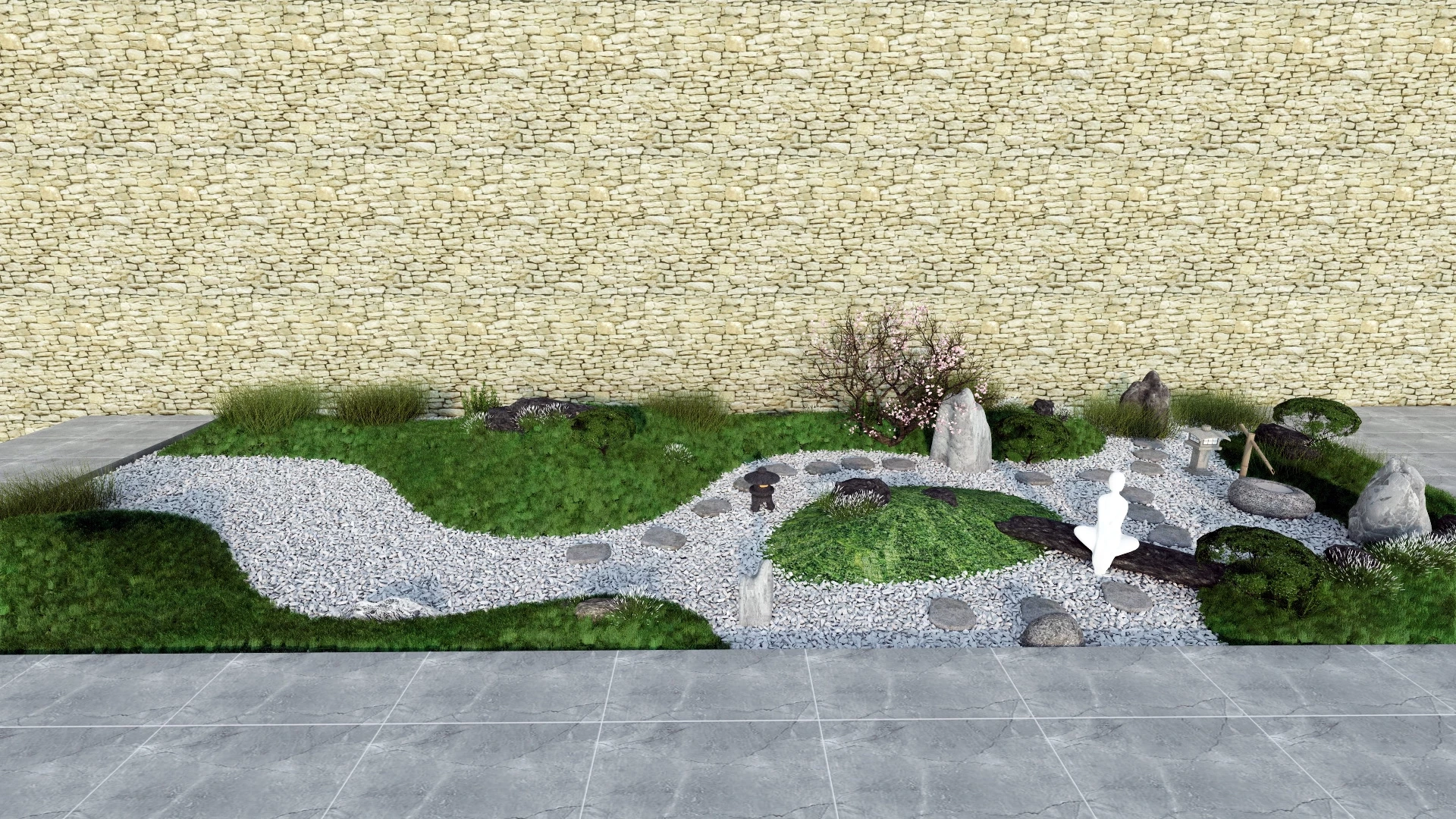 Rock Zen Garden Landscaping Idea sketchup model preview - SketchupBox