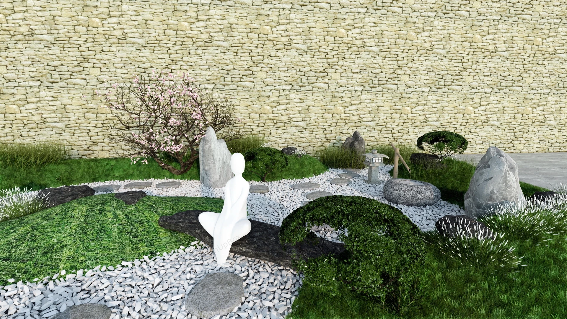 Rock Zen Garden Landscaping Idea sketchup model preview - SketchupBox