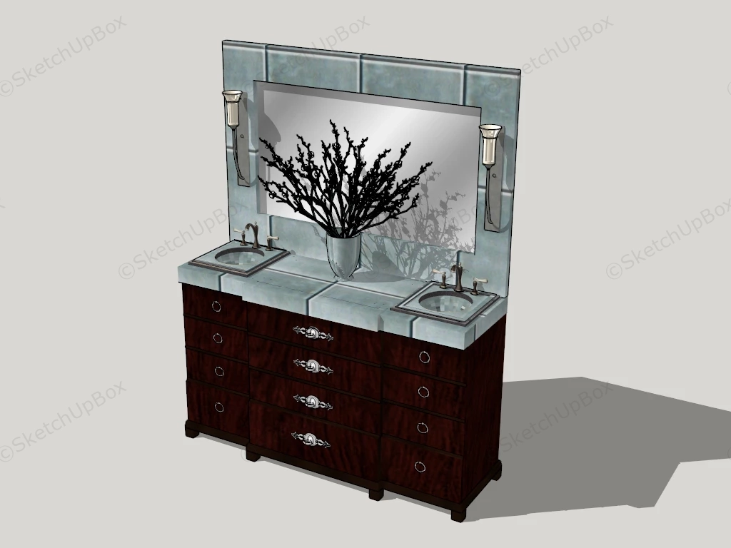 Antique Bathroom Vanity sketchup model preview - SketchupBox