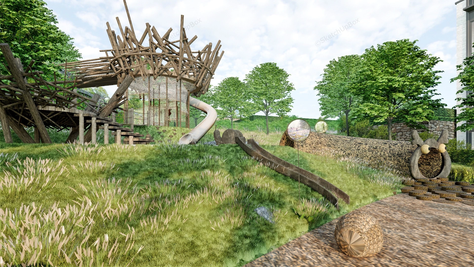 Natural Log Playground sketchup model preview - SketchupBox