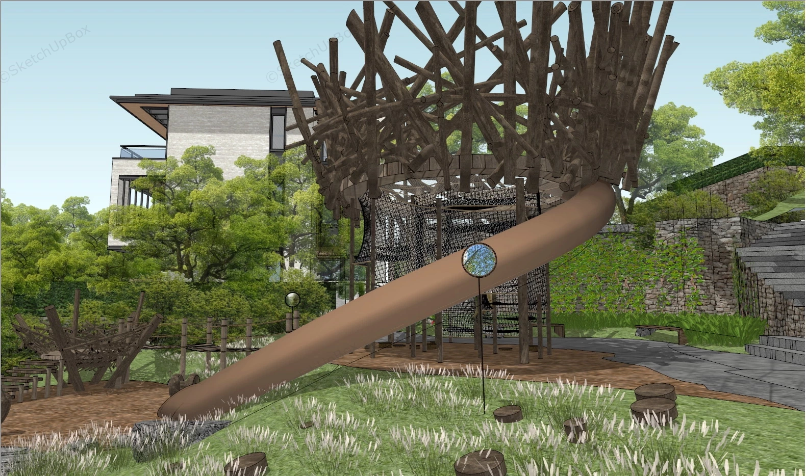 Natural Log Playground sketchup model preview - SketchupBox