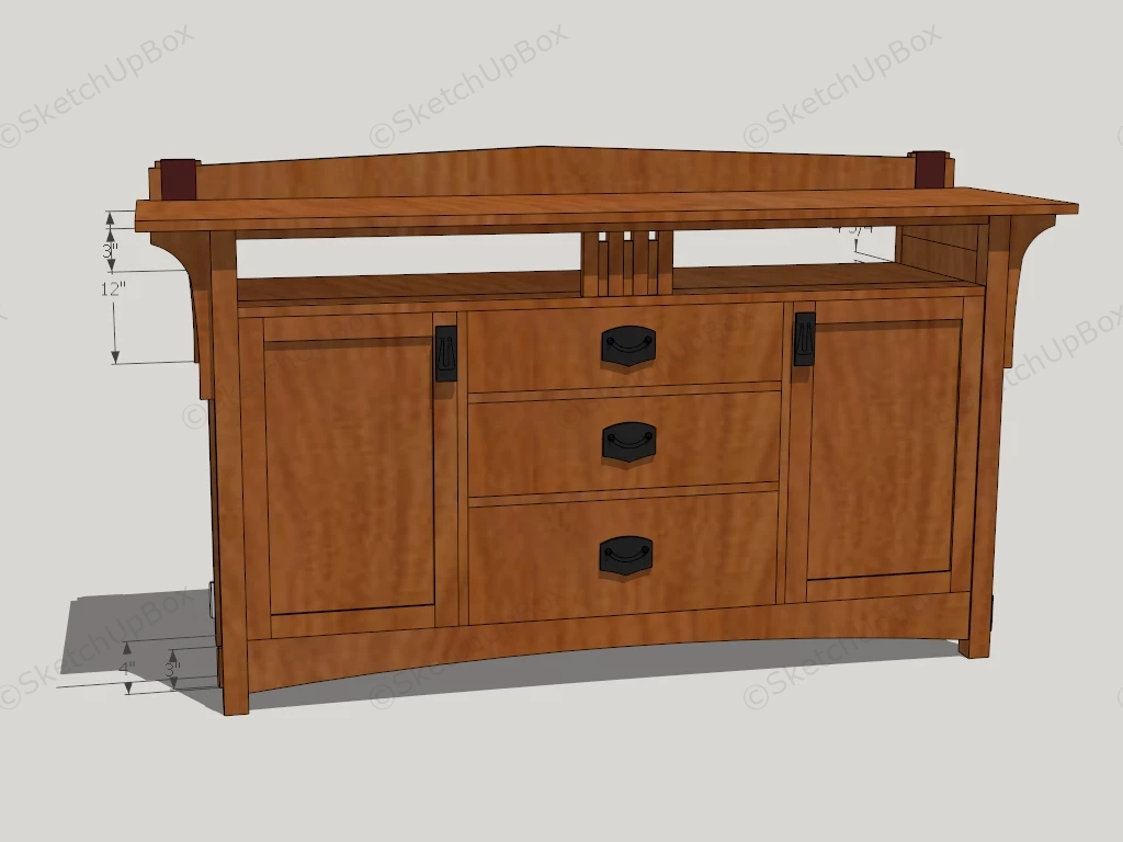 Antique Sideboard Cabinet sketchup model preview - SketchupBox