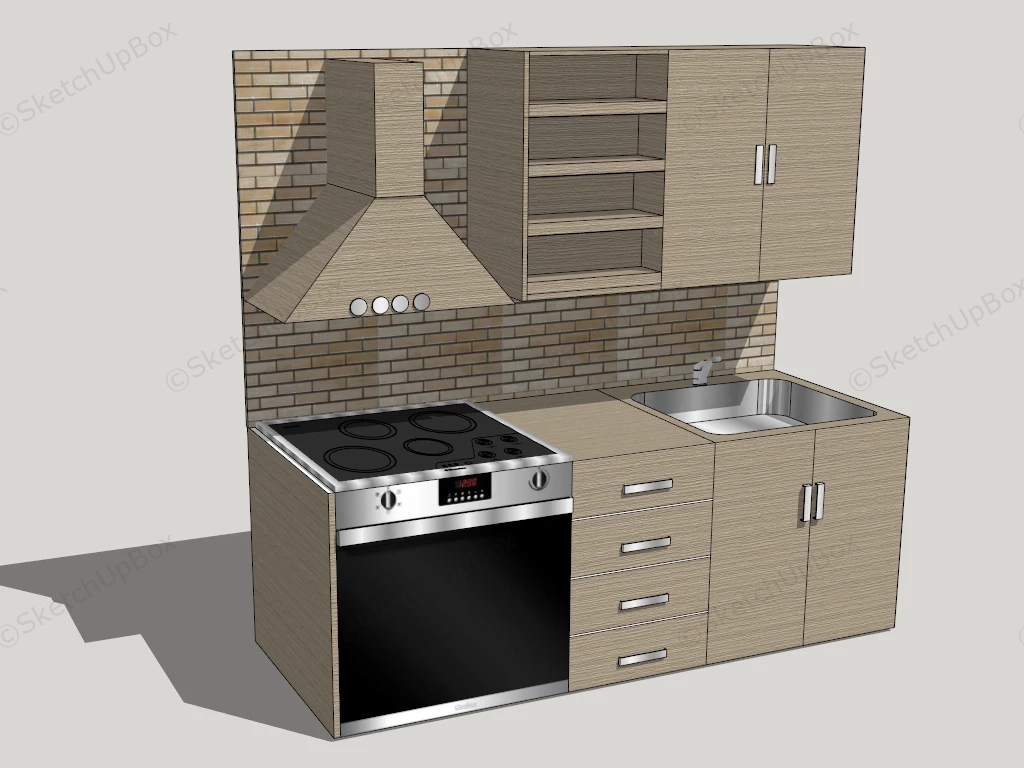 Apartment Kitchen Cabinet Design Idea sketchup model preview - SketchupBox