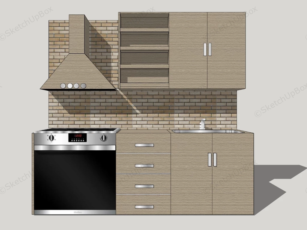 Apartment Kitchen Cabinet Design Idea sketchup model preview - SketchupBox