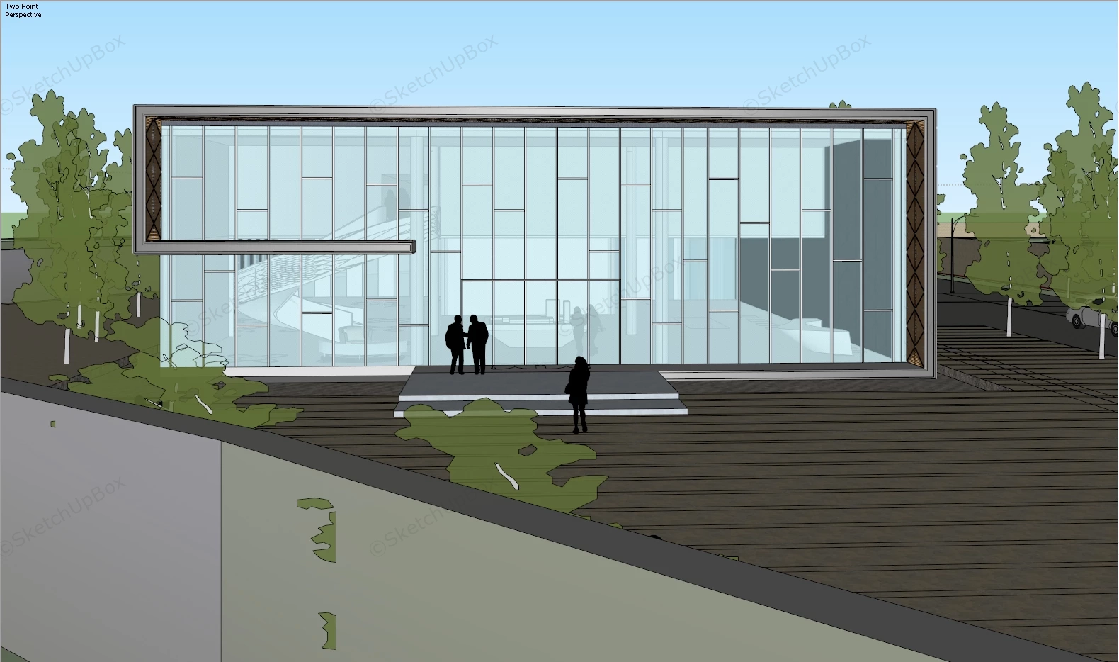 Modern Real Estate Office Exterior Design sketchup model preview - SketchupBox