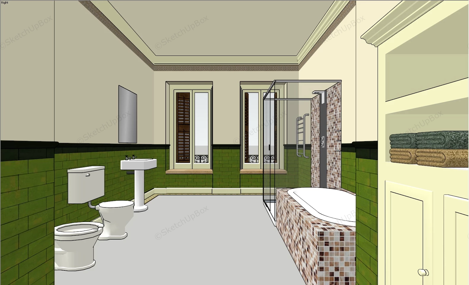 Light Green Bathroom Idea sketchup model preview - SketchupBox