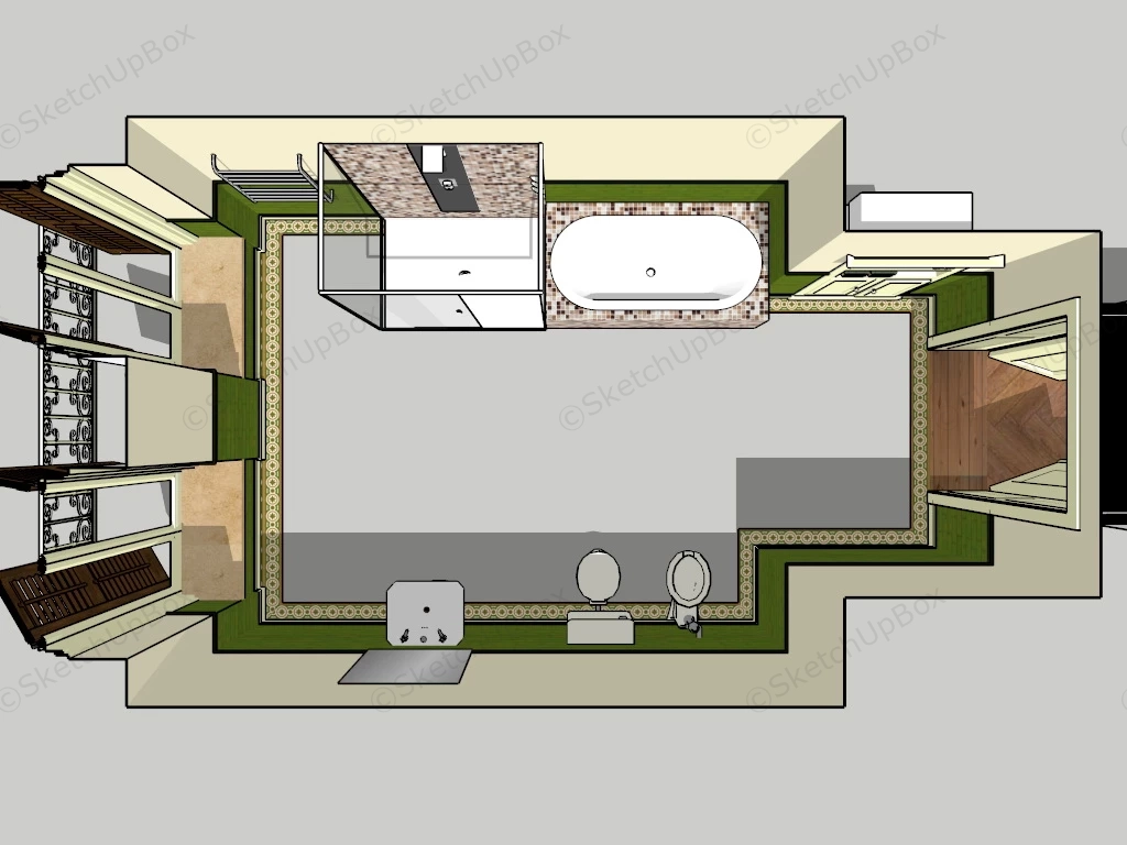 Light Green Bathroom Idea sketchup model preview - SketchupBox