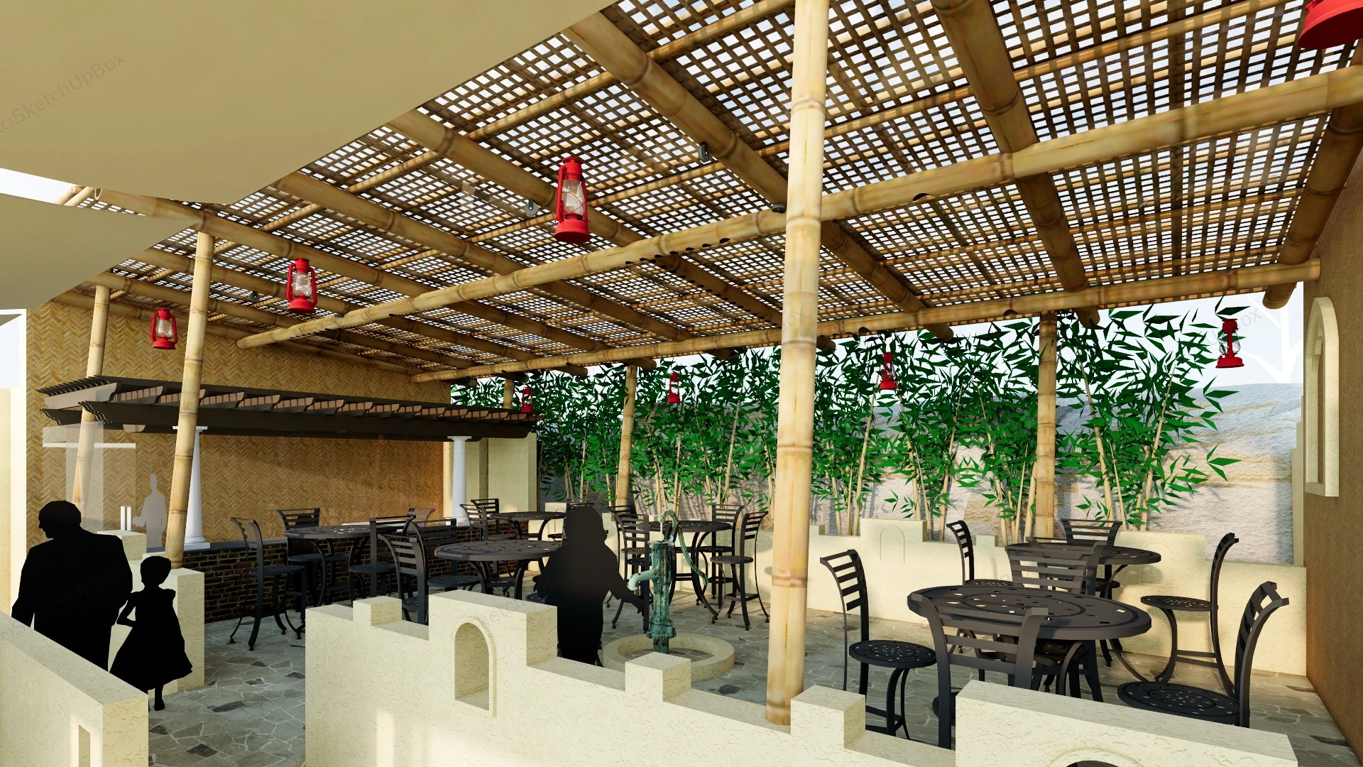 Village Theme Restaurant sketchup model preview - SketchupBox