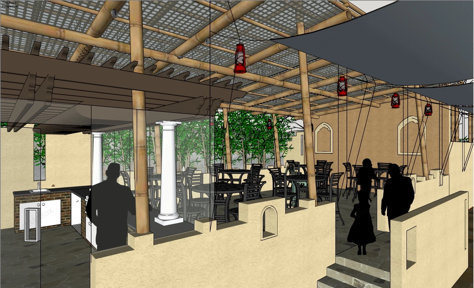 Village Theme Restaurant sketchup model preview - SketchupBox