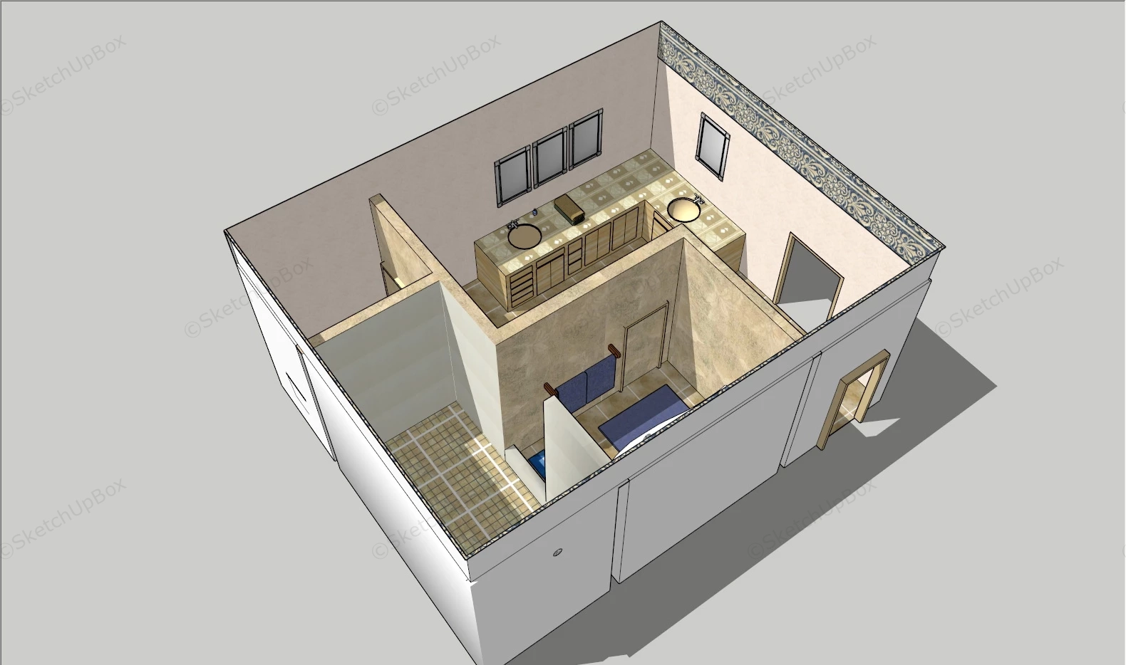 Master Bathroom Layout Idea sketchup model preview - SketchupBox