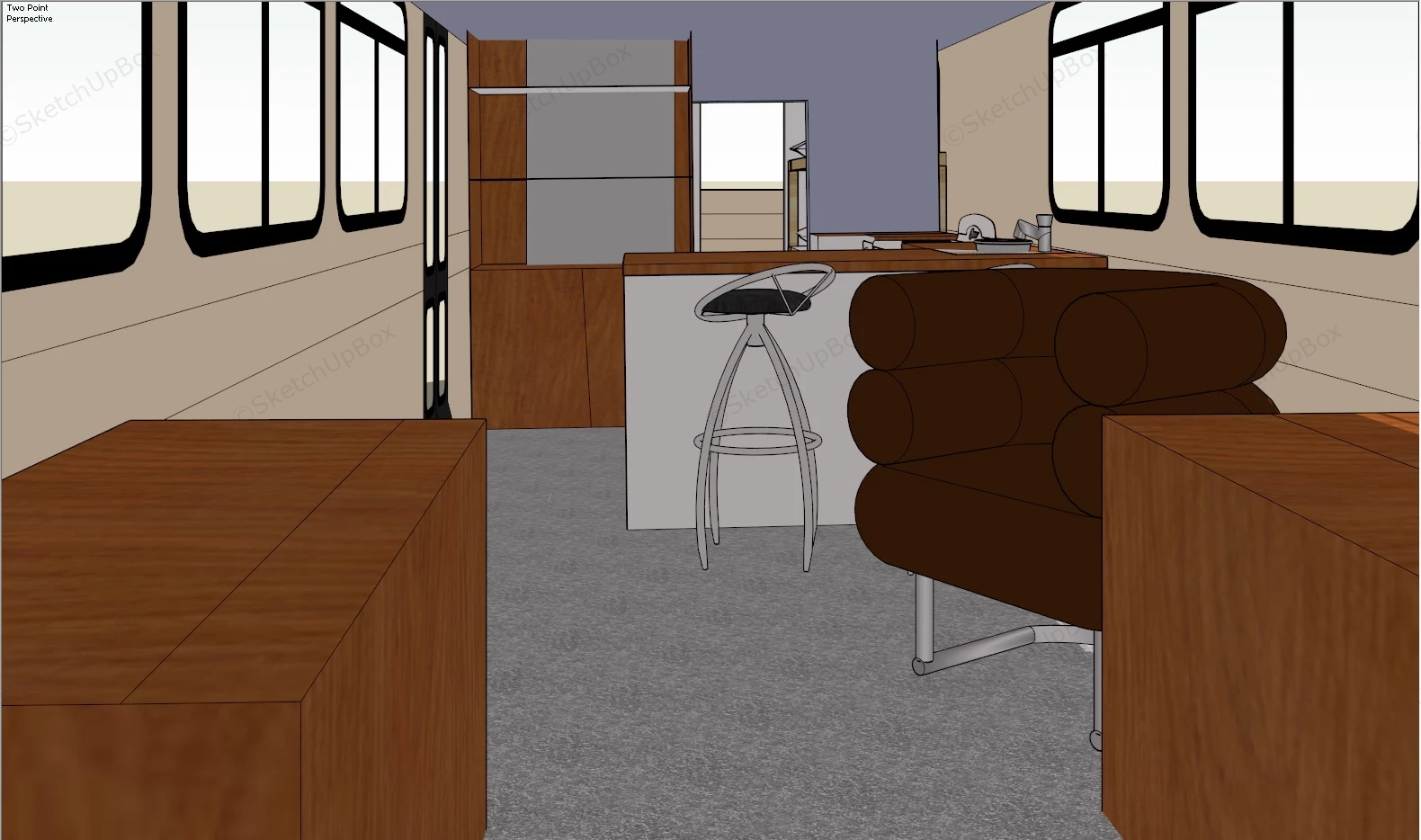 Simple Bus Home sketchup model preview - SketchupBox