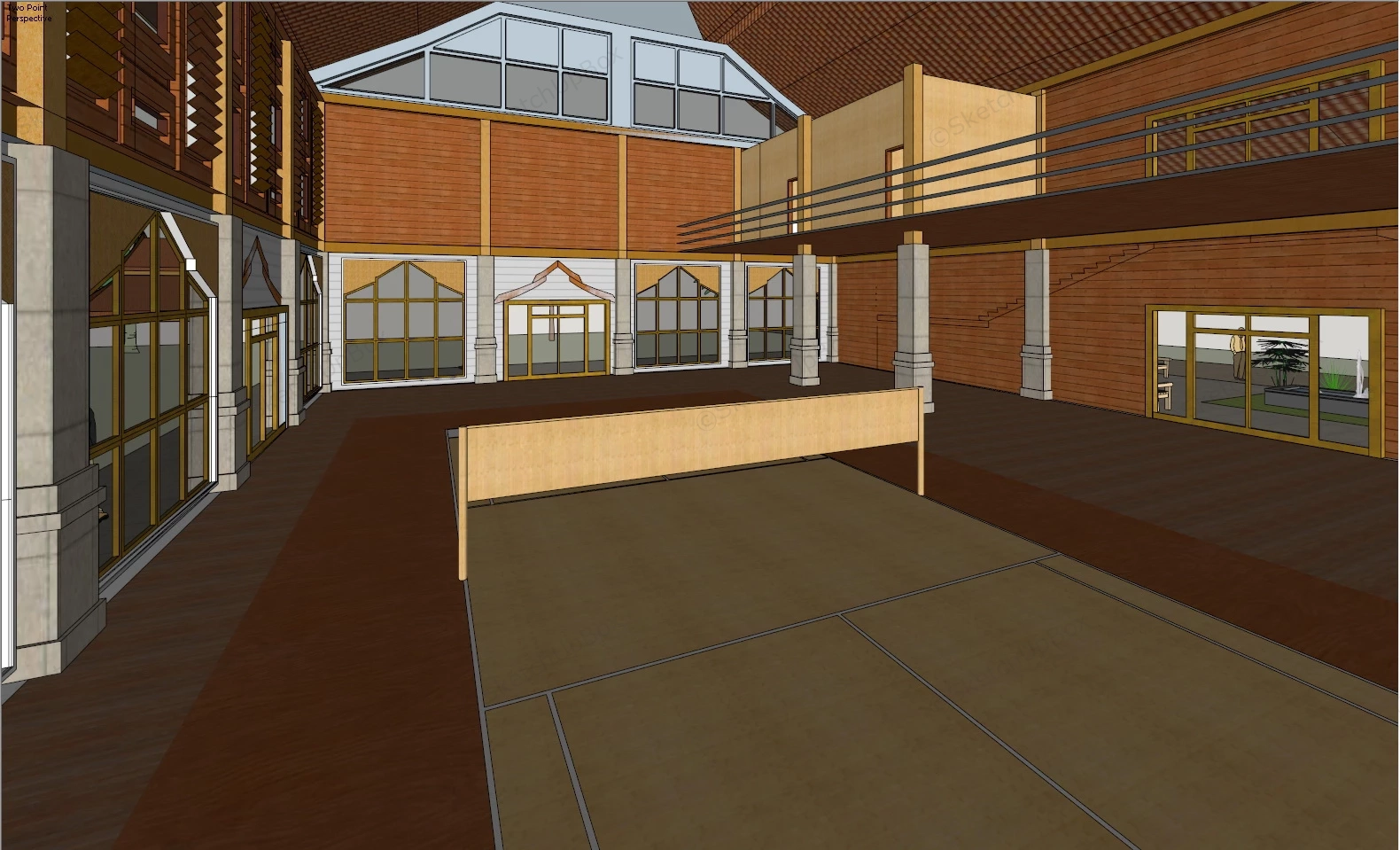 Indoor Badminton Court sketchup model preview - SketchupBox