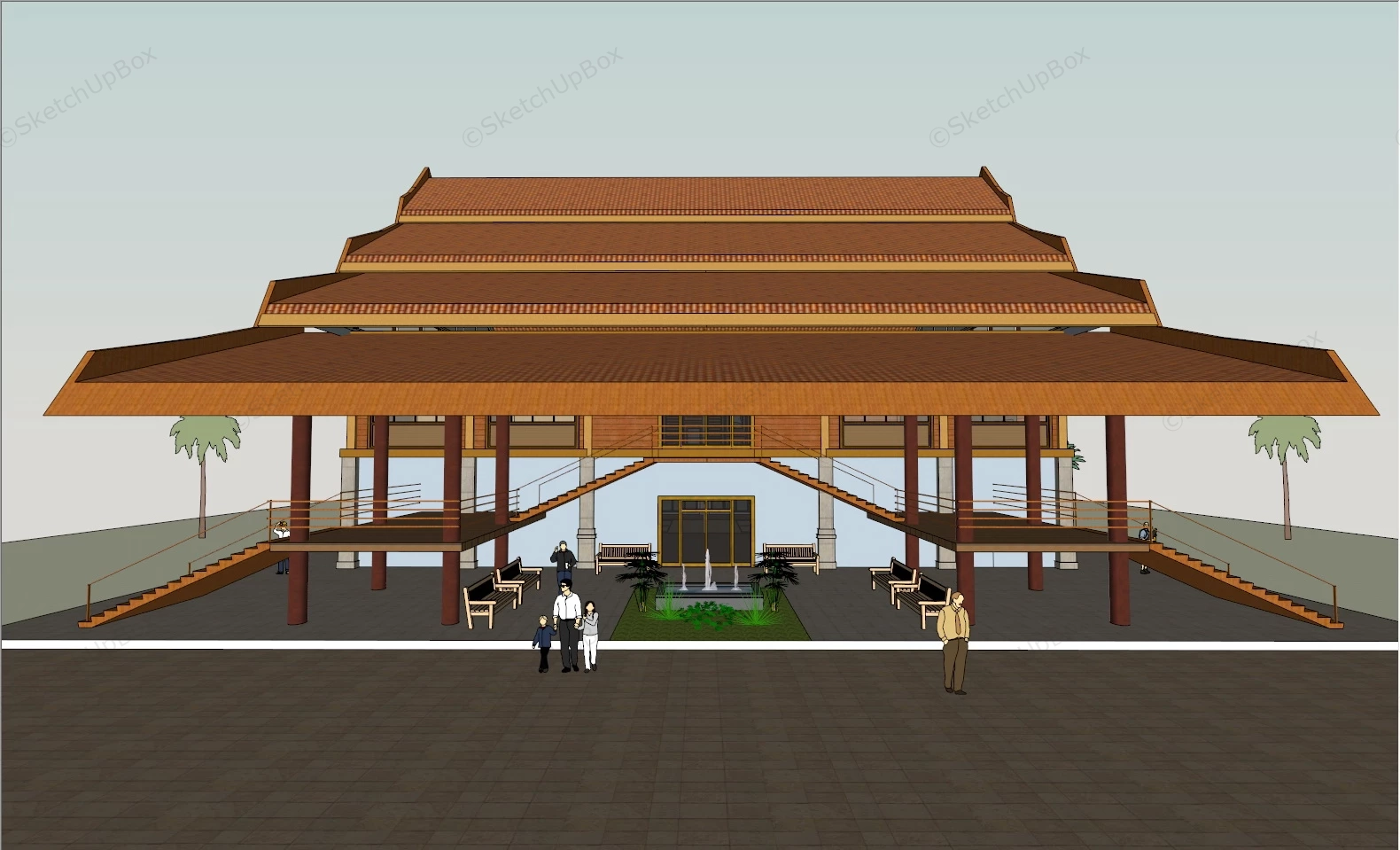 Indoor Badminton Court sketchup model preview - SketchupBox