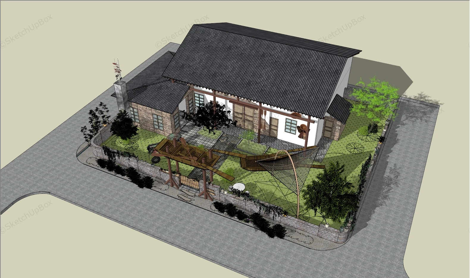 Old Vintage Fisherman House sketchup model preview - SketchupBox