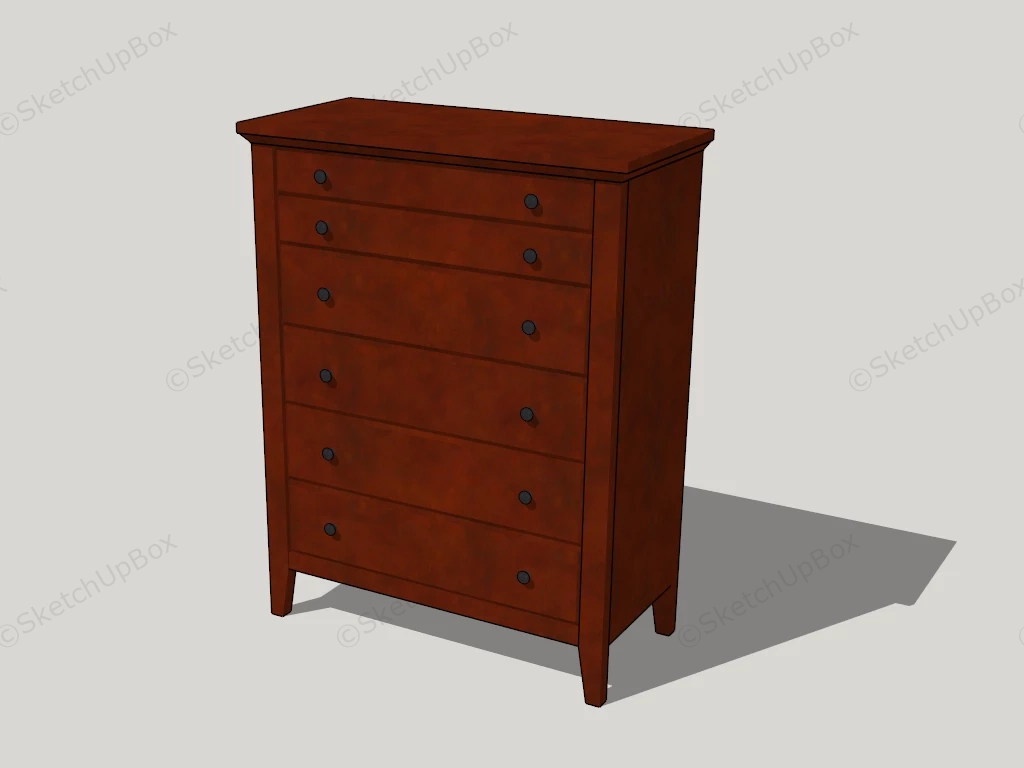 5 Drawer Chest Of Drawers sketchup model preview - SketchupBox