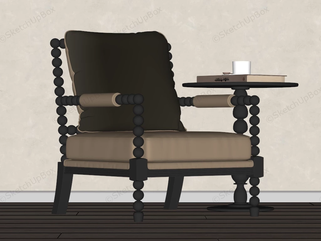 Vintage Armchair And Accent Table sketchup model preview - SketchupBox