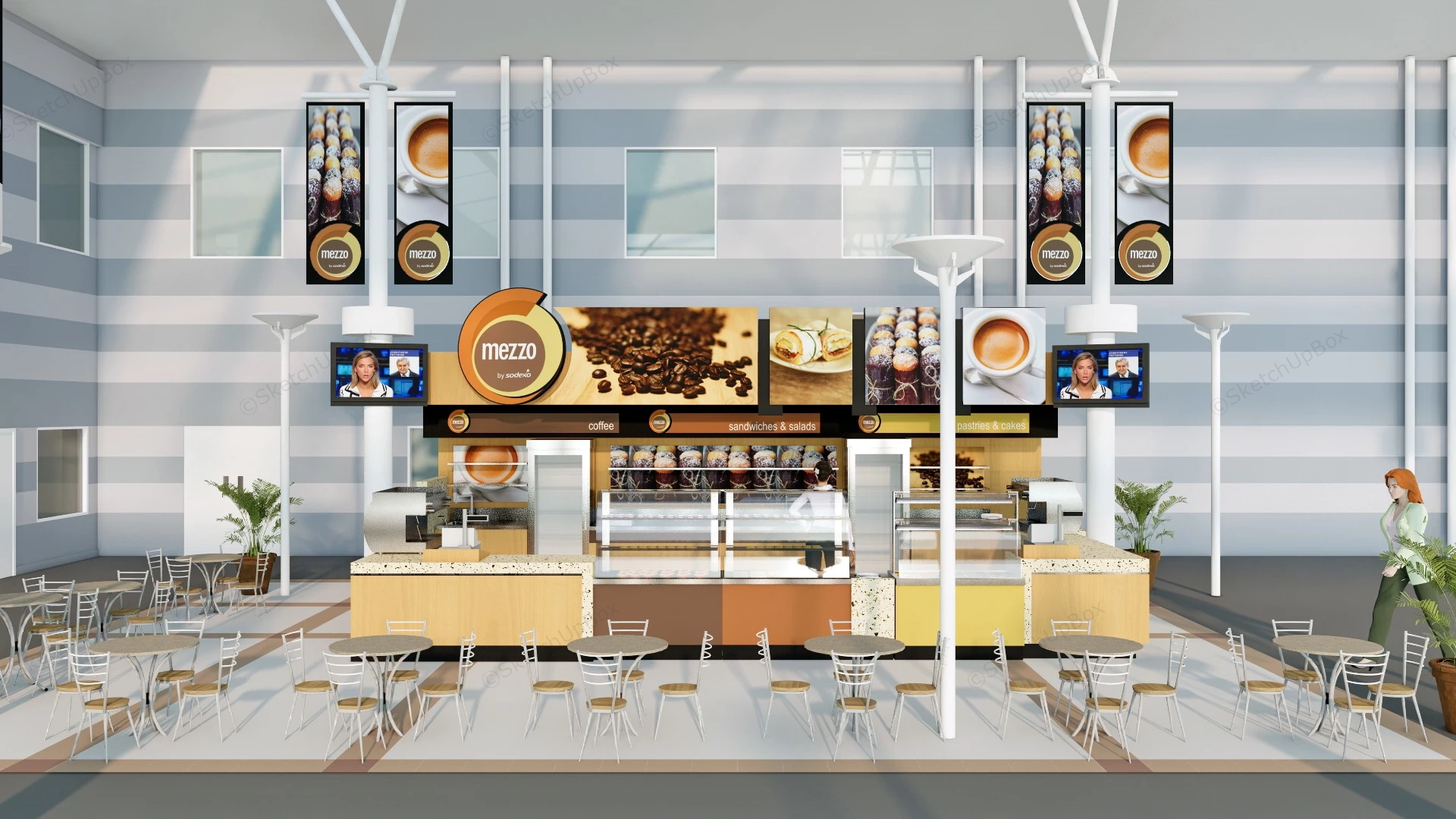 Coffee Bakery Shop Design sketchup model preview - SketchupBox