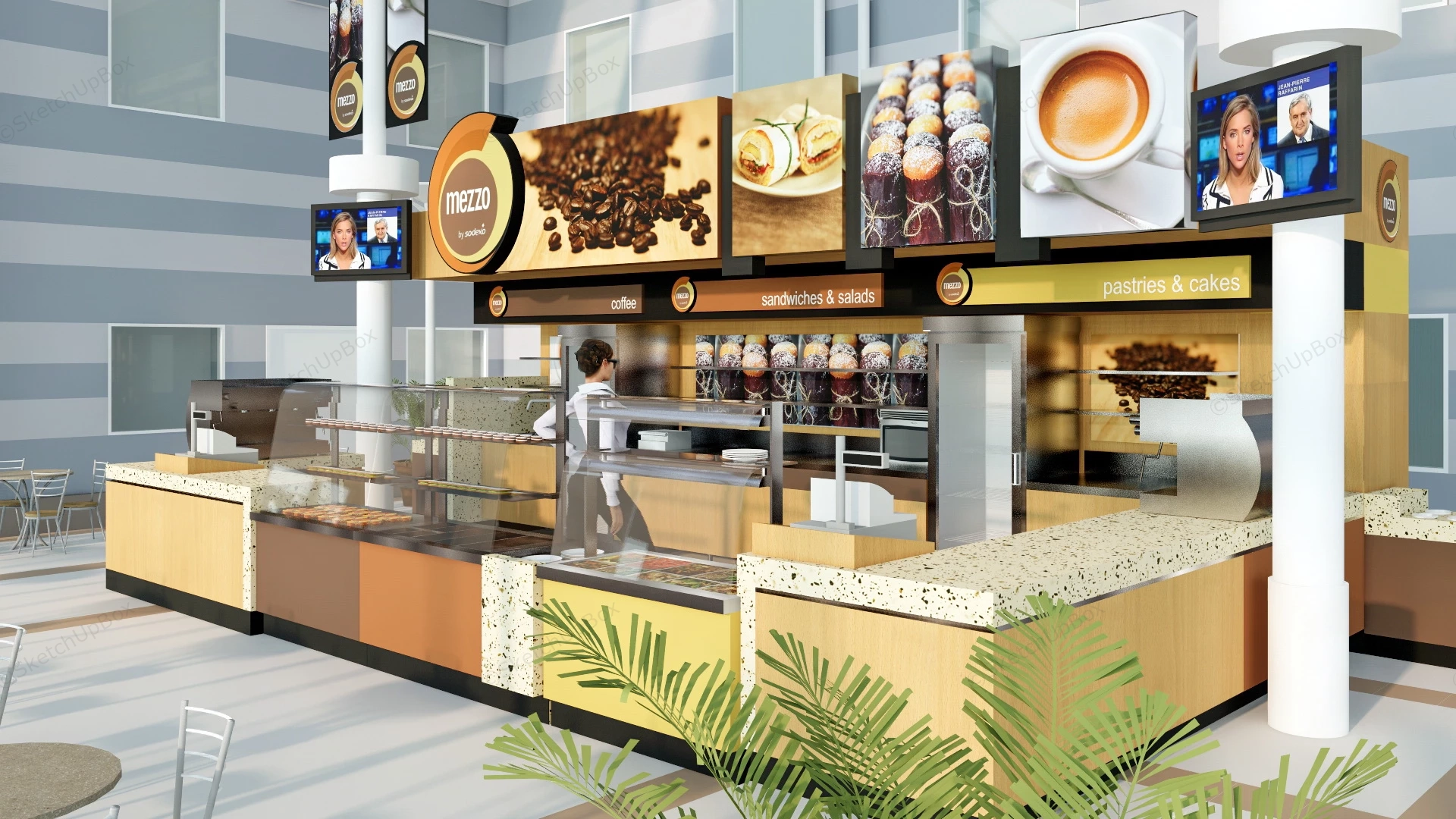 Coffee Bakery Shop Design sketchup model preview - SketchupBox