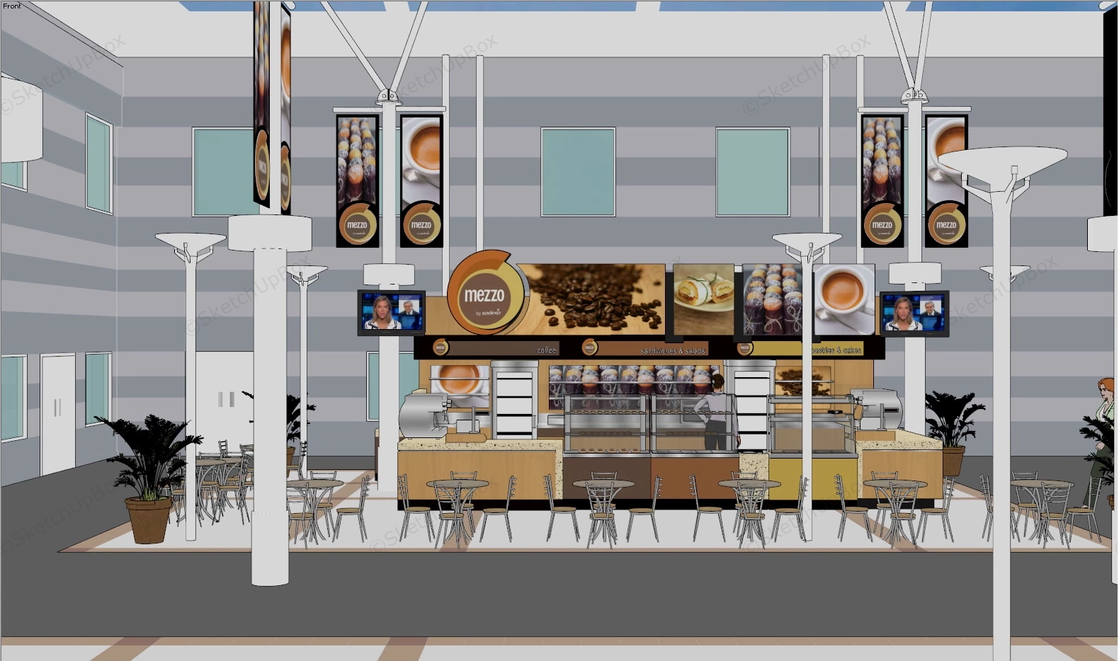 Coffee Bakery Shop Design sketchup model preview - SketchupBox