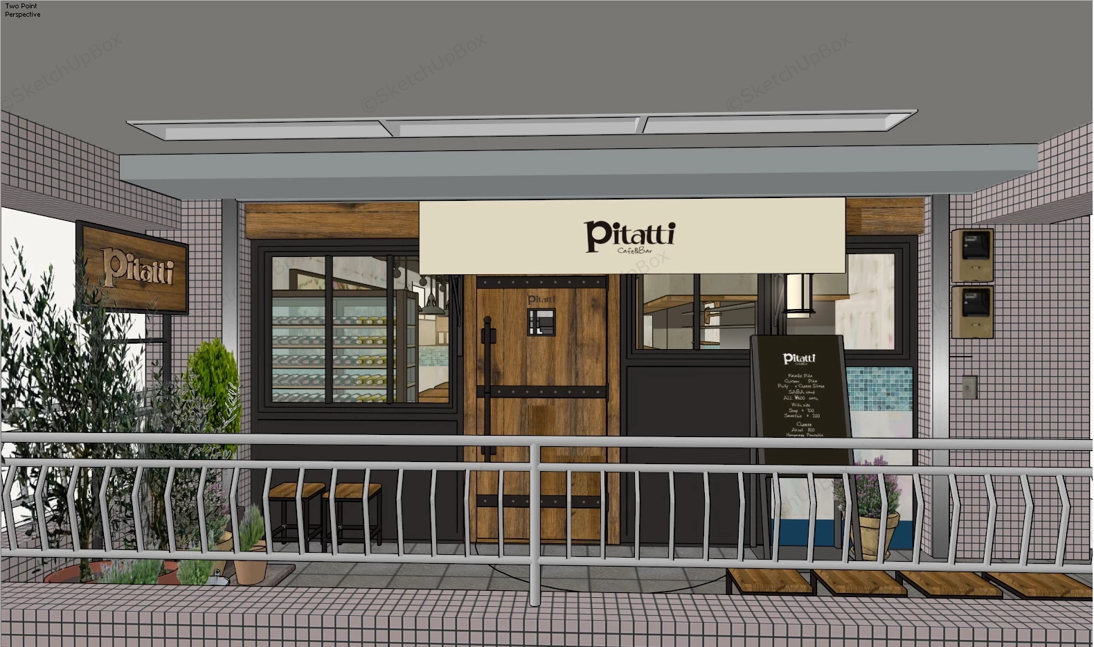 Vintage Cafe Bar Design sketchup model preview - SketchupBox