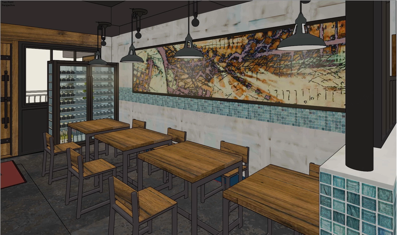 Vintage Cafe Bar Design sketchup model preview - SketchupBox