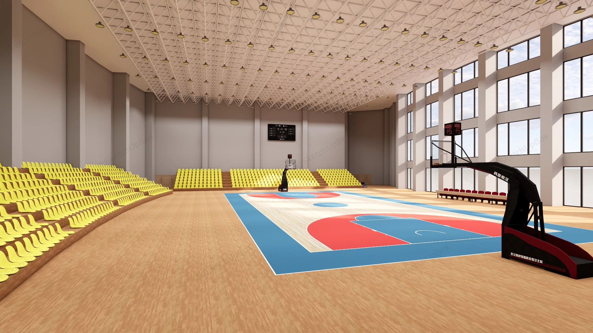 Indoor Basketball Court Gym sketchup model preview - SketchupBox