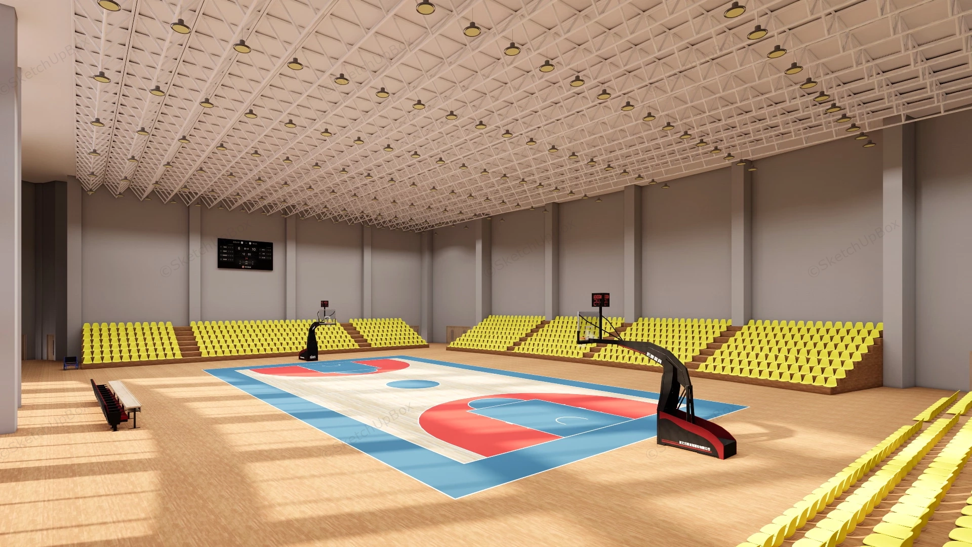 Indoor Basketball Court Gym sketchup model preview - SketchupBox