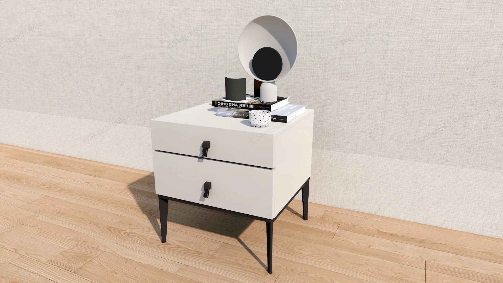 White Bedside Nightstand sketchup model preview - SketchupBox