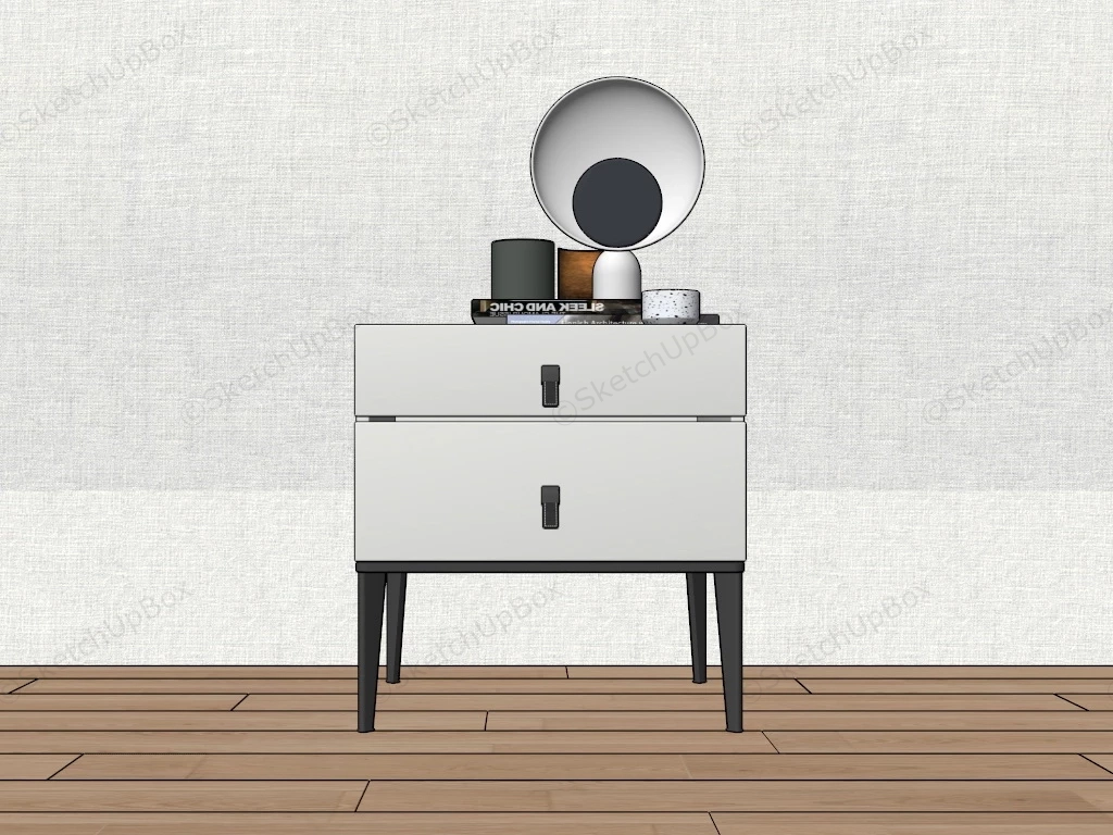 White Bedside Nightstand sketchup model preview - SketchupBox