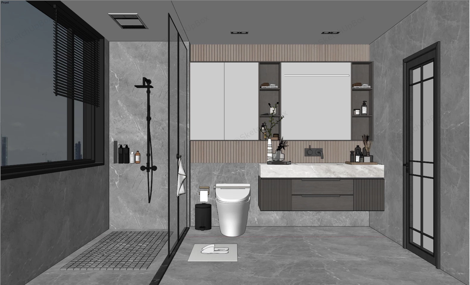 Light Gray Bathroom Design sketchup model preview - SketchupBox