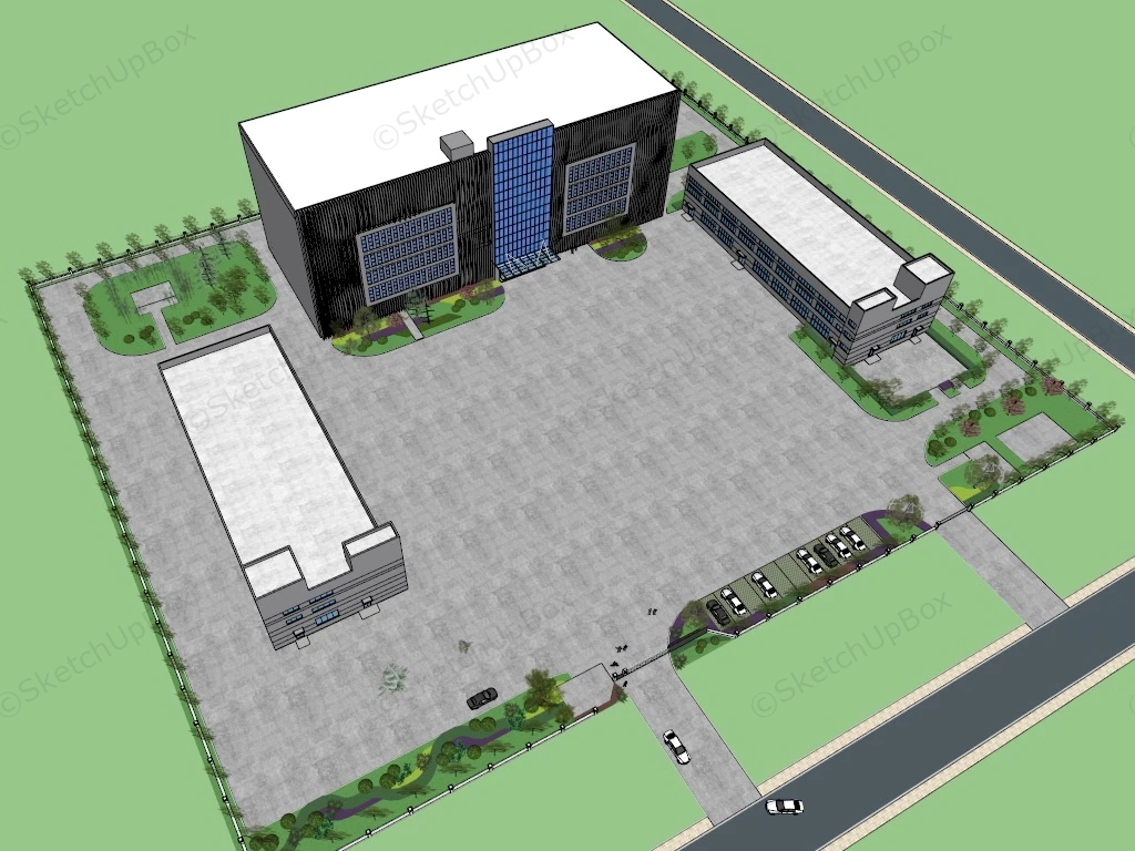 Small Factory Buildings sketchup model preview - SketchupBox