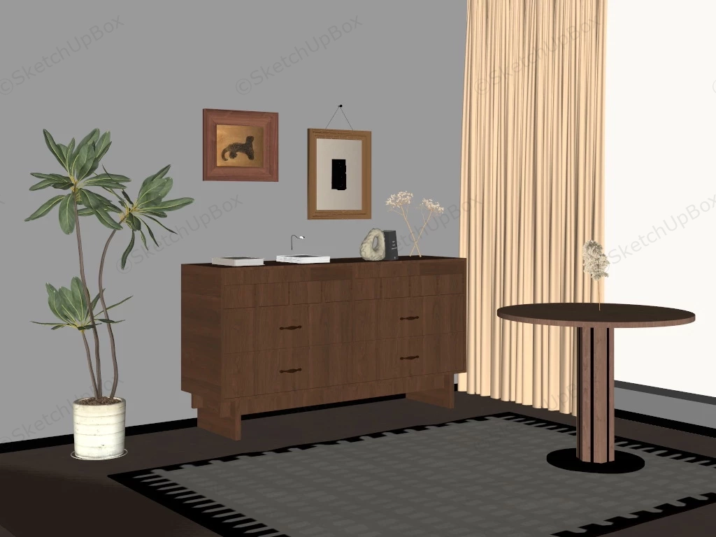 Modern Wood Sideboard sketchup model preview - SketchupBox