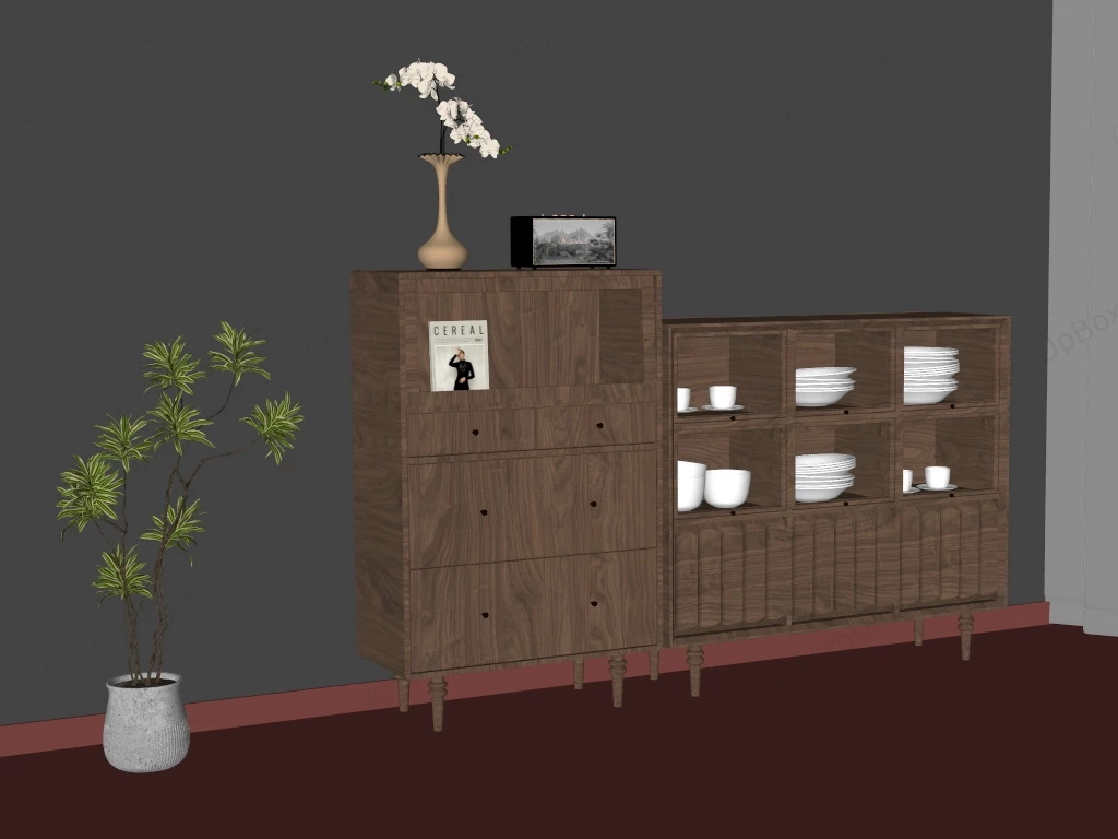 Wood Sideboard Cabinets sketchup model preview - SketchupBox