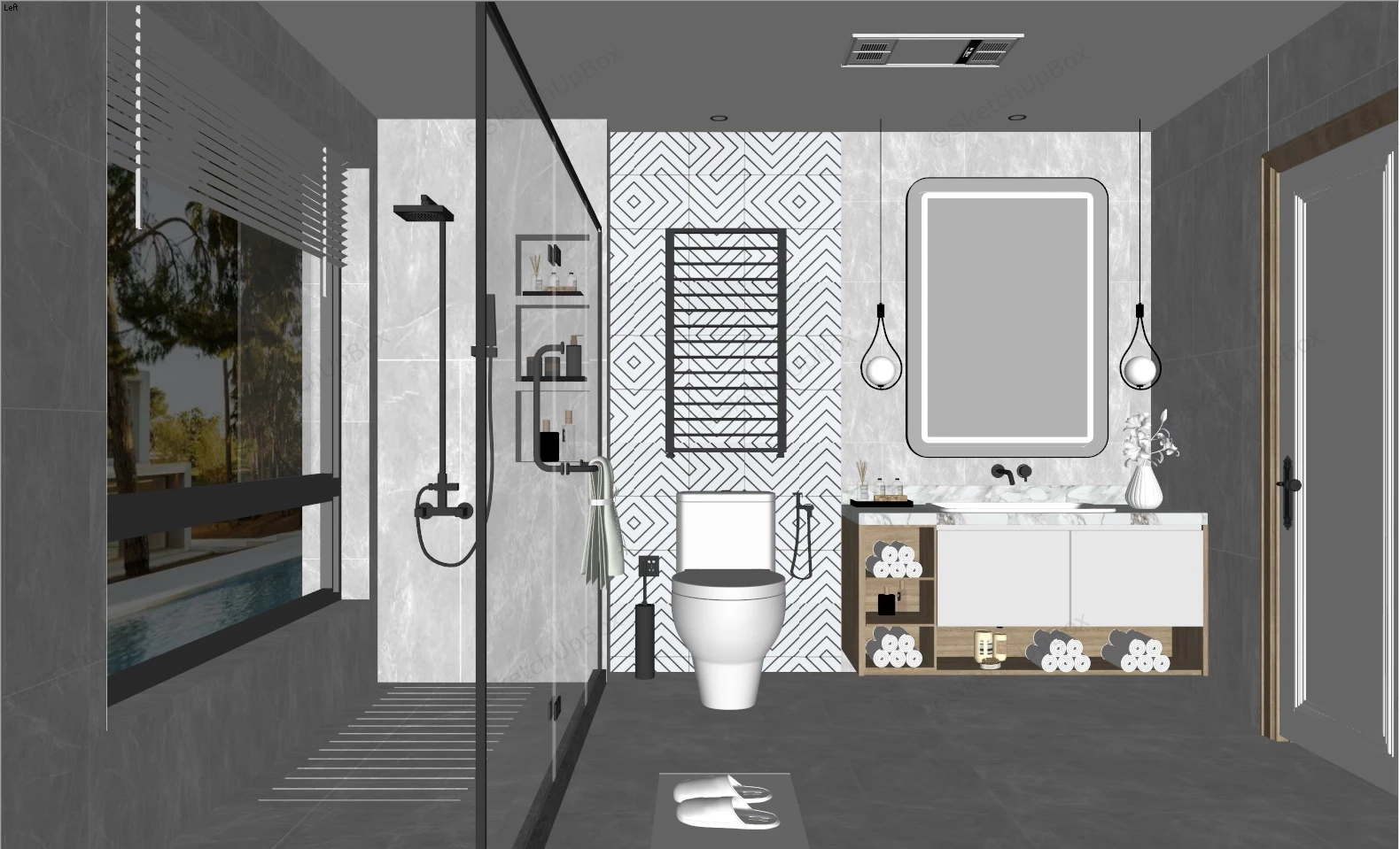 Light Gray Bathroom Design sketchup model preview - SketchupBox