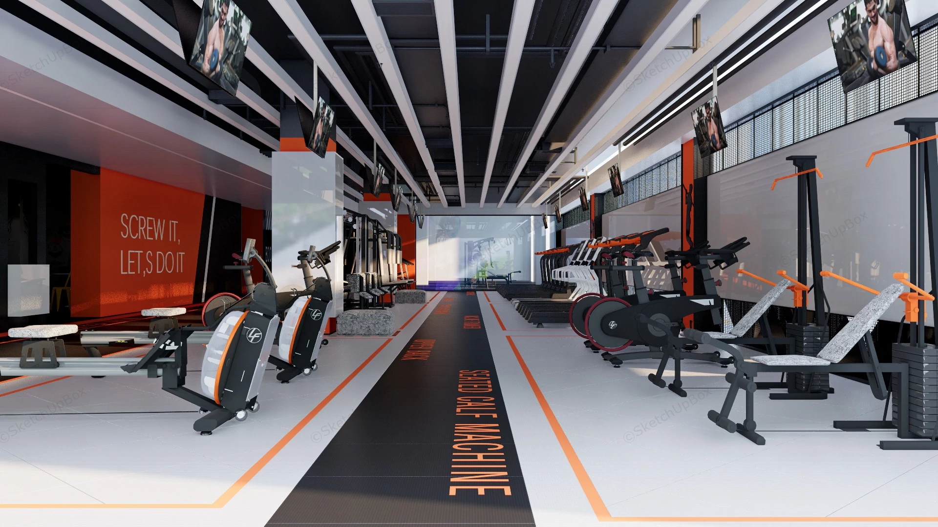 Commercial Gym Interior Design sketchup model preview - SketchupBox