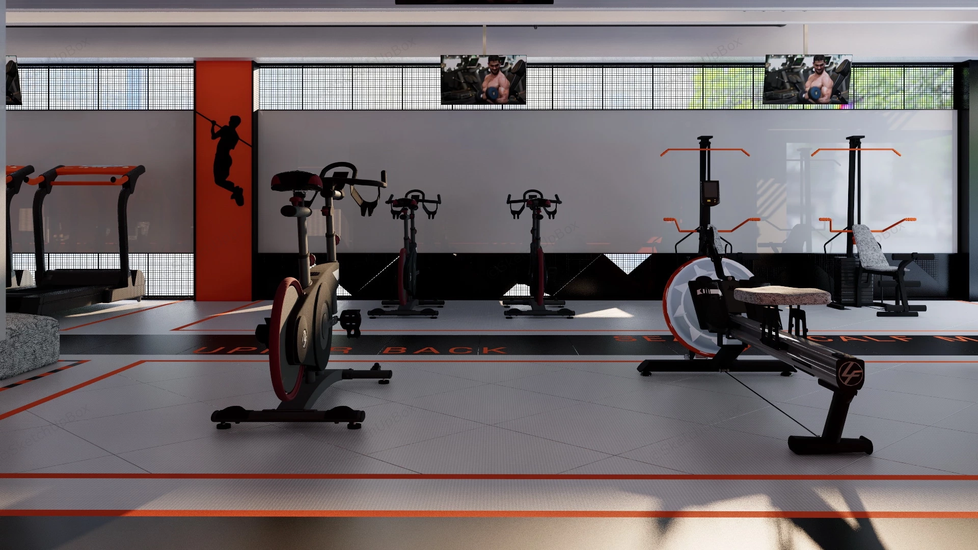 Commercial Gym Interior Design sketchup model preview - SketchupBox