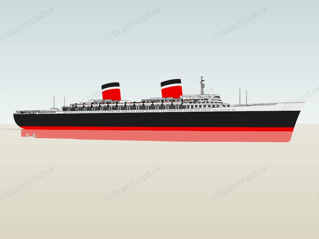 Old Time Cruise Ship sketchup model preview - SketchupBox