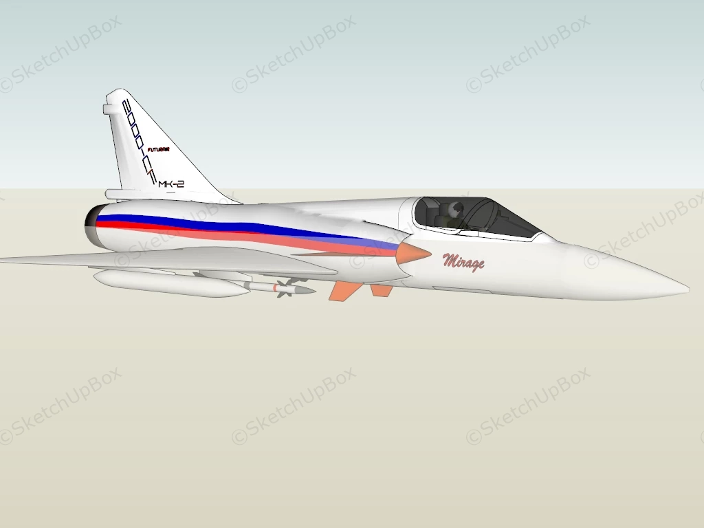 Dassault Mirage 2000 sketchup model preview - SketchupBox