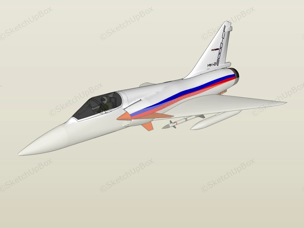 Dassault Mirage 2000 sketchup model preview - SketchupBox