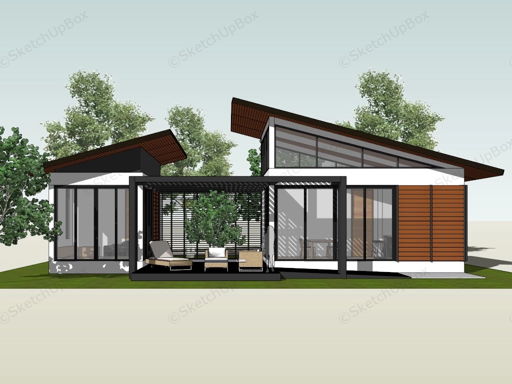 Modern Holiday Cottage sketchup model preview - SketchupBox