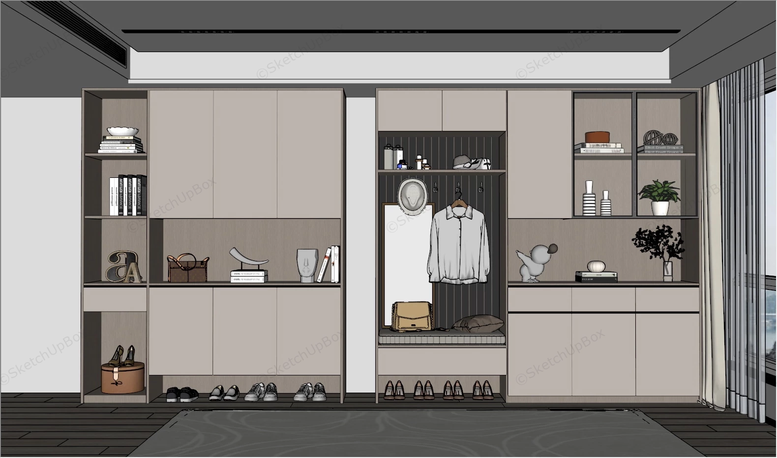 Tall Entryway Cabinet Design sketchup model preview - SketchupBox