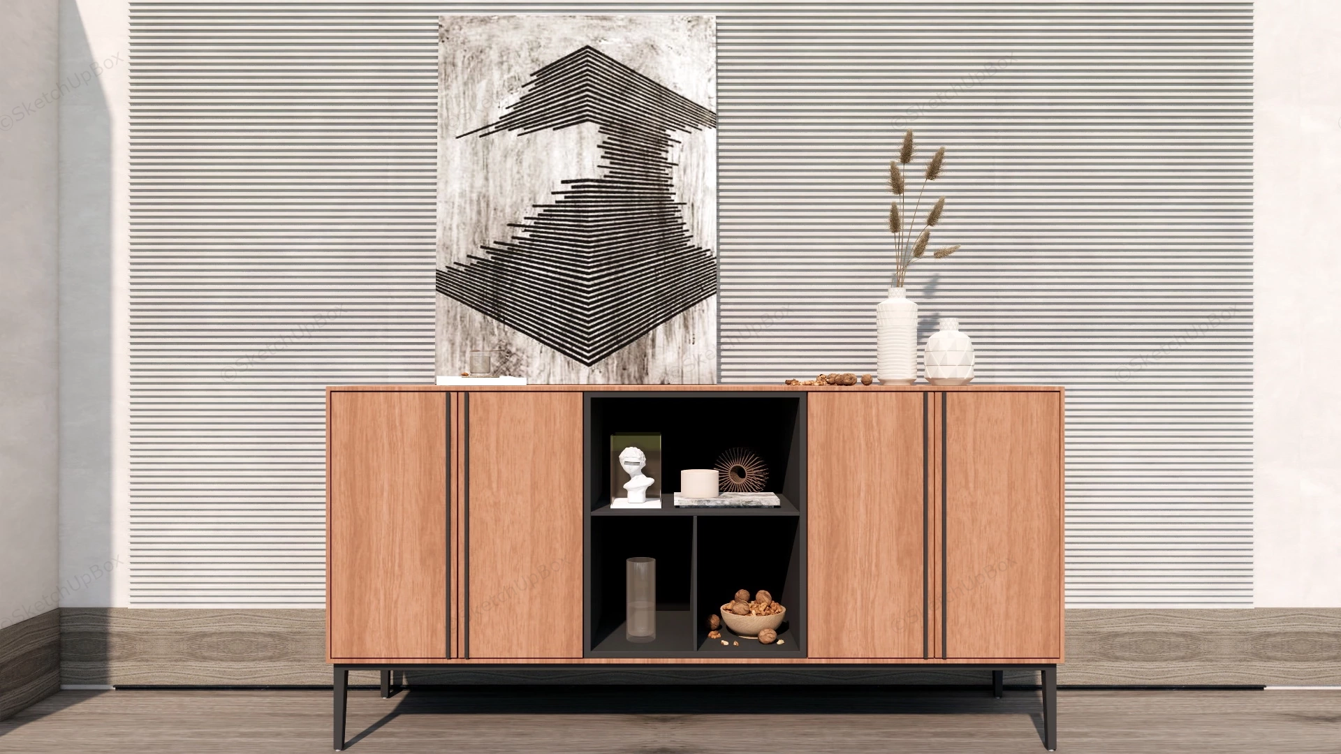 Contemporary Sideboard Buffet sketchup model preview - SketchupBox