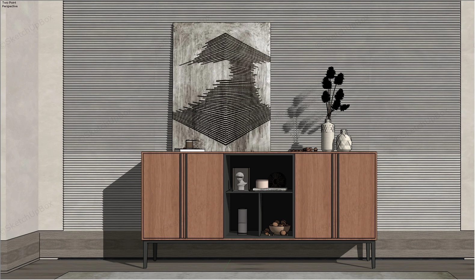 Contemporary Sideboard Buffet sketchup model preview - SketchupBox