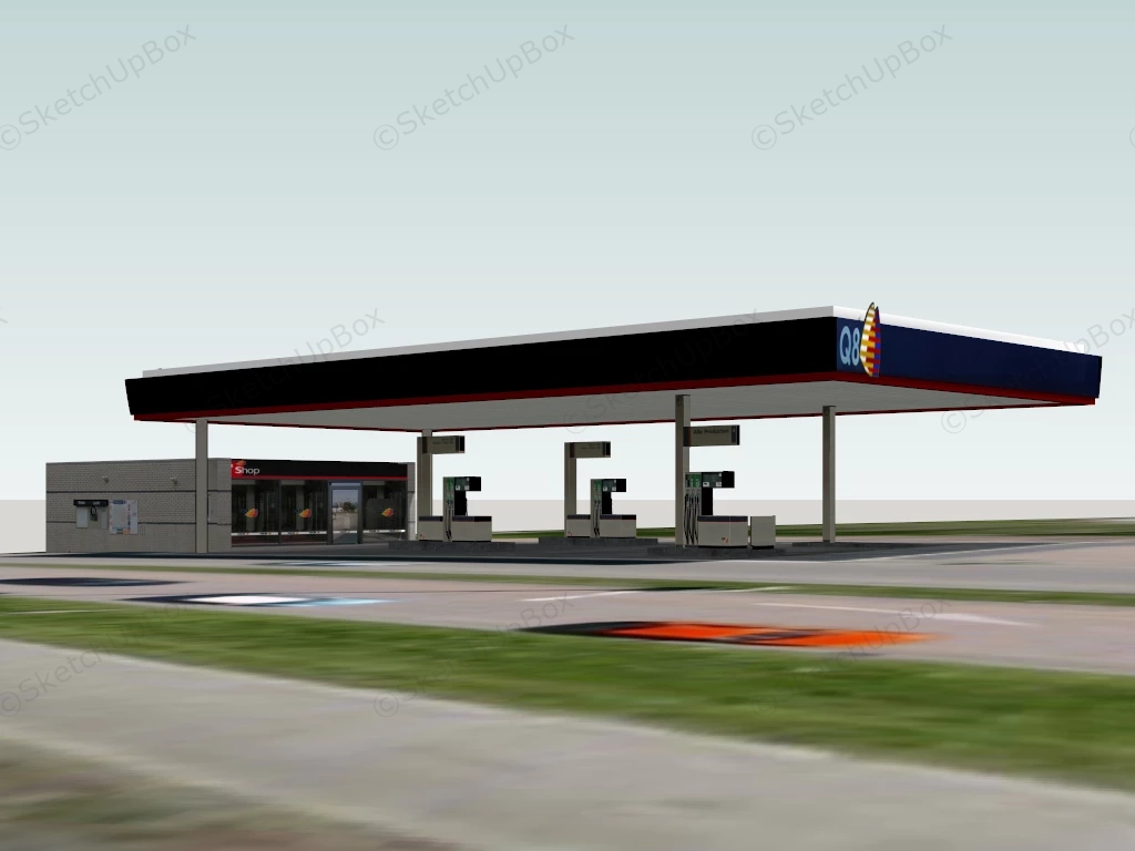 Q8 Gas Station sketchup model preview - SketchupBox