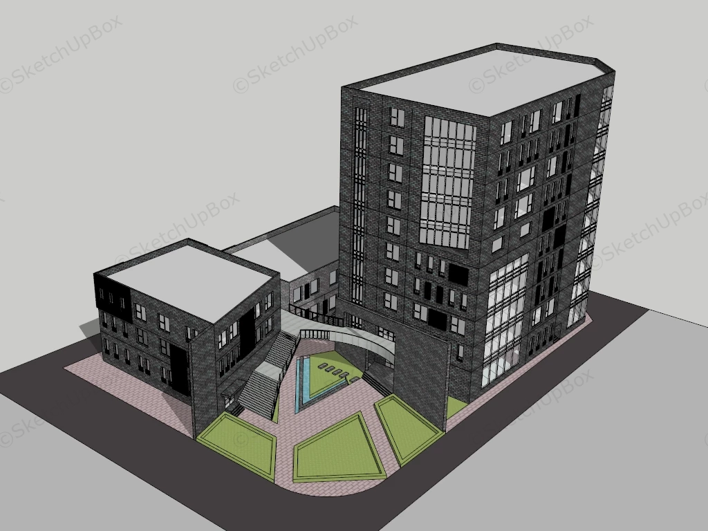 City Apartment Exterior sketchup model preview - SketchupBox