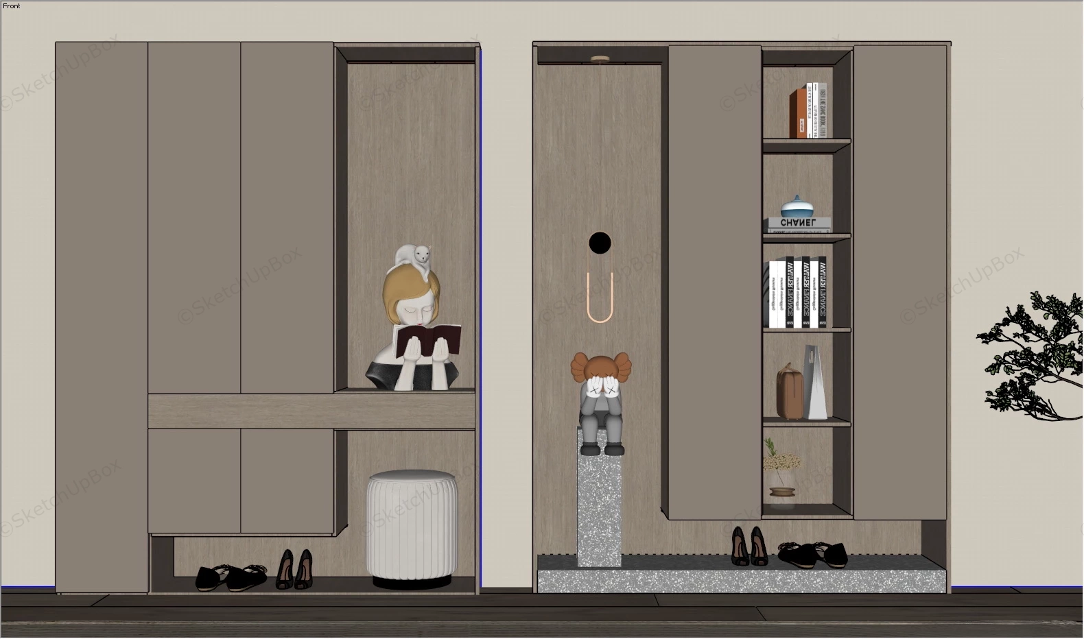 Built In Entryway Cabinet Ideas sketchup model preview - SketchupBox