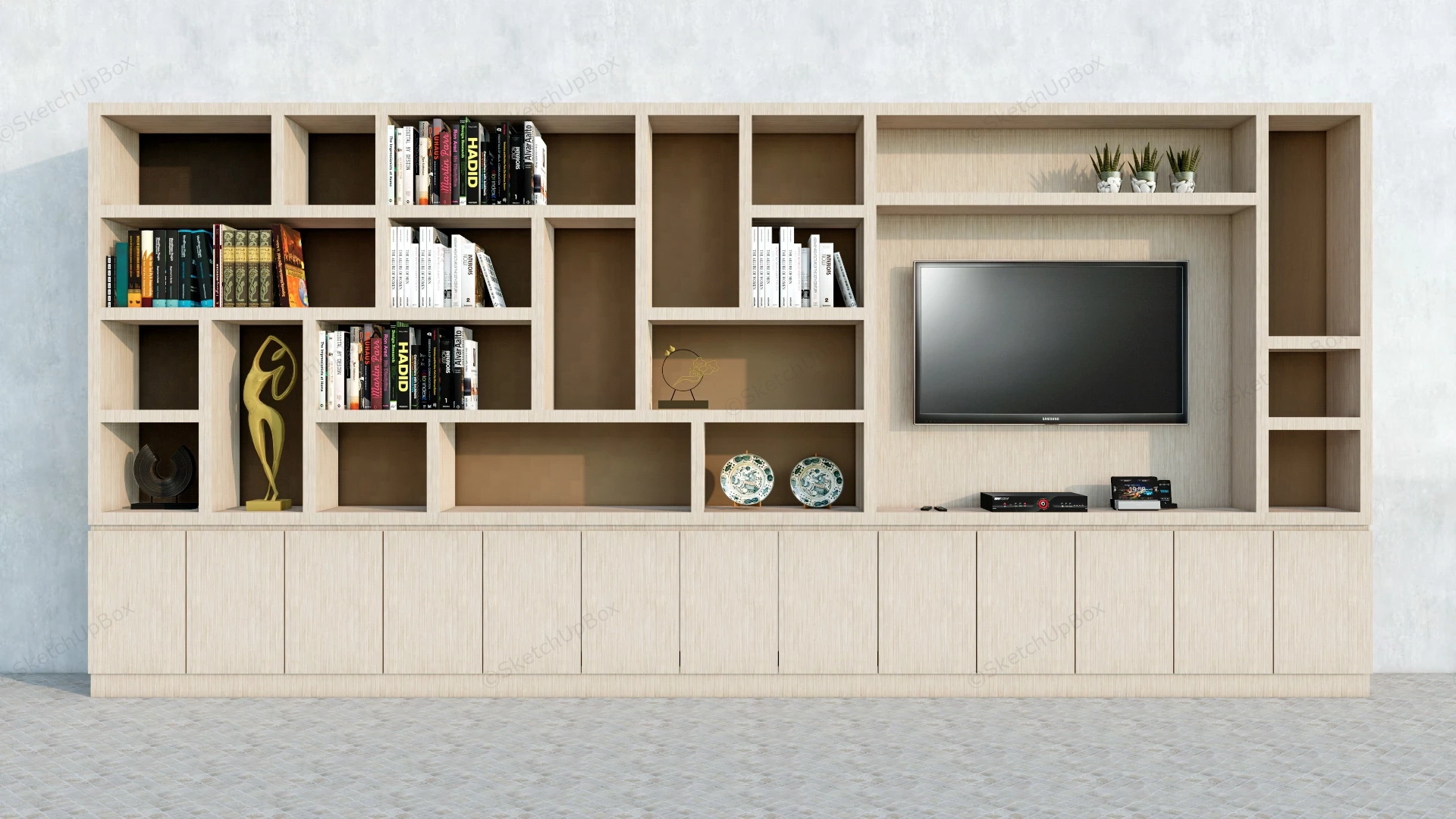 Tv Cabinet And Wall Units sketchup model preview - SketchupBox